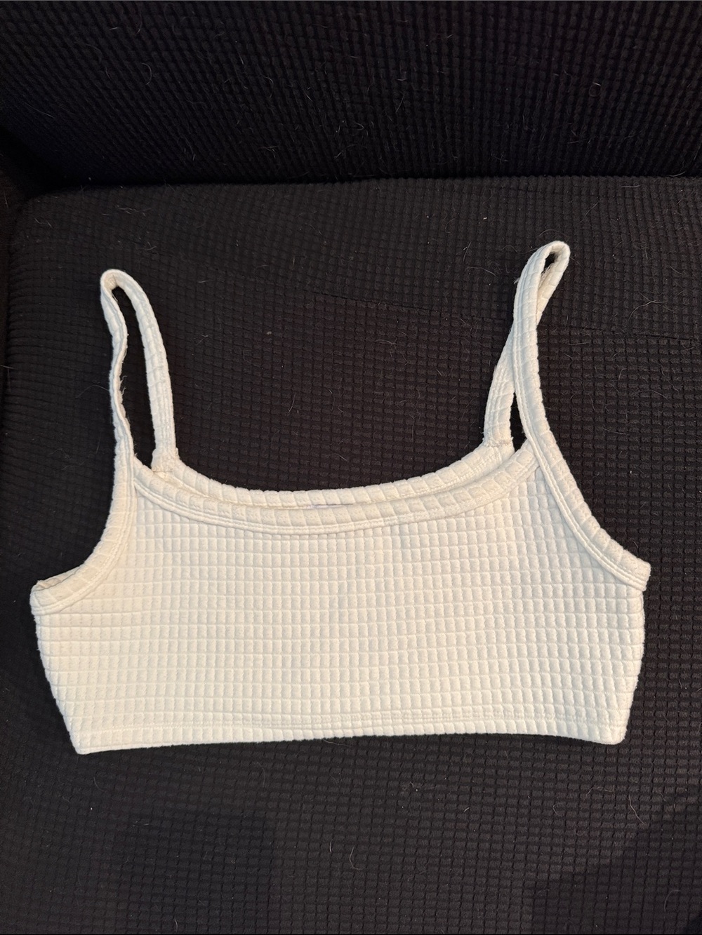 Princess Polly White Ribbed Waffle Crop Top size 12